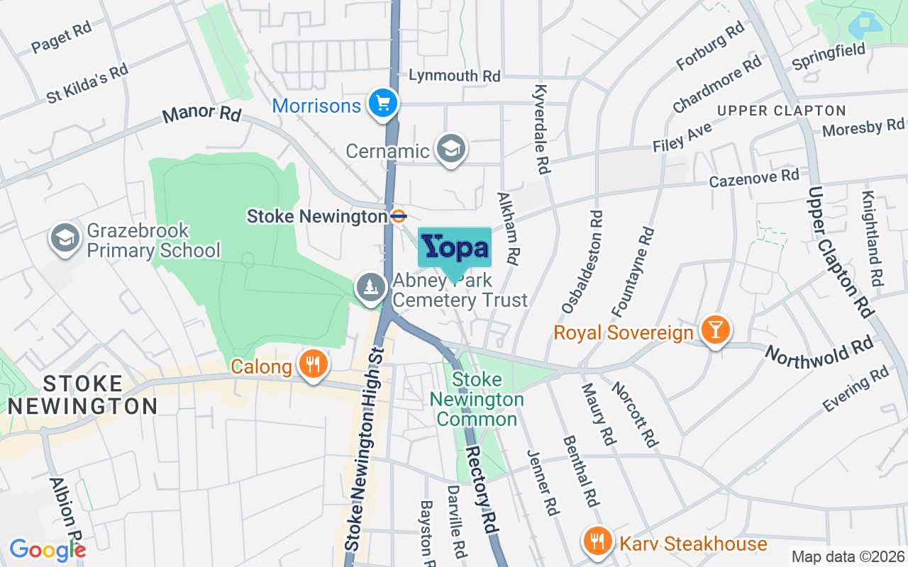 Map showing the location of N16 6BW