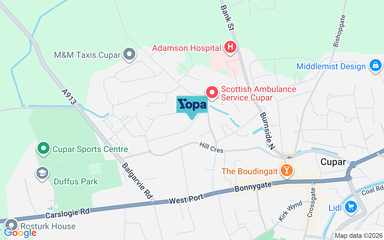 Map showing the location of KY15 4EQ