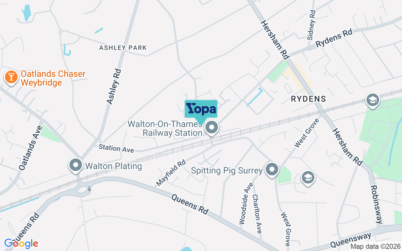Map showing the location of KT12 1JP