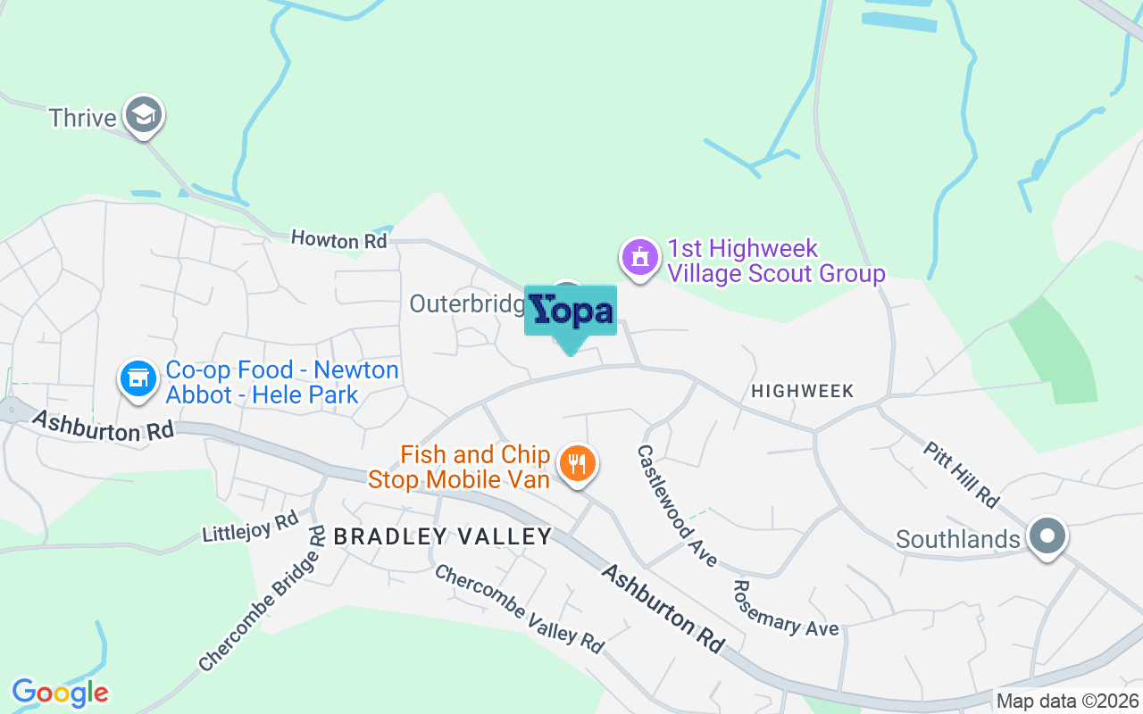 Map showing the location of TQ12 1RW