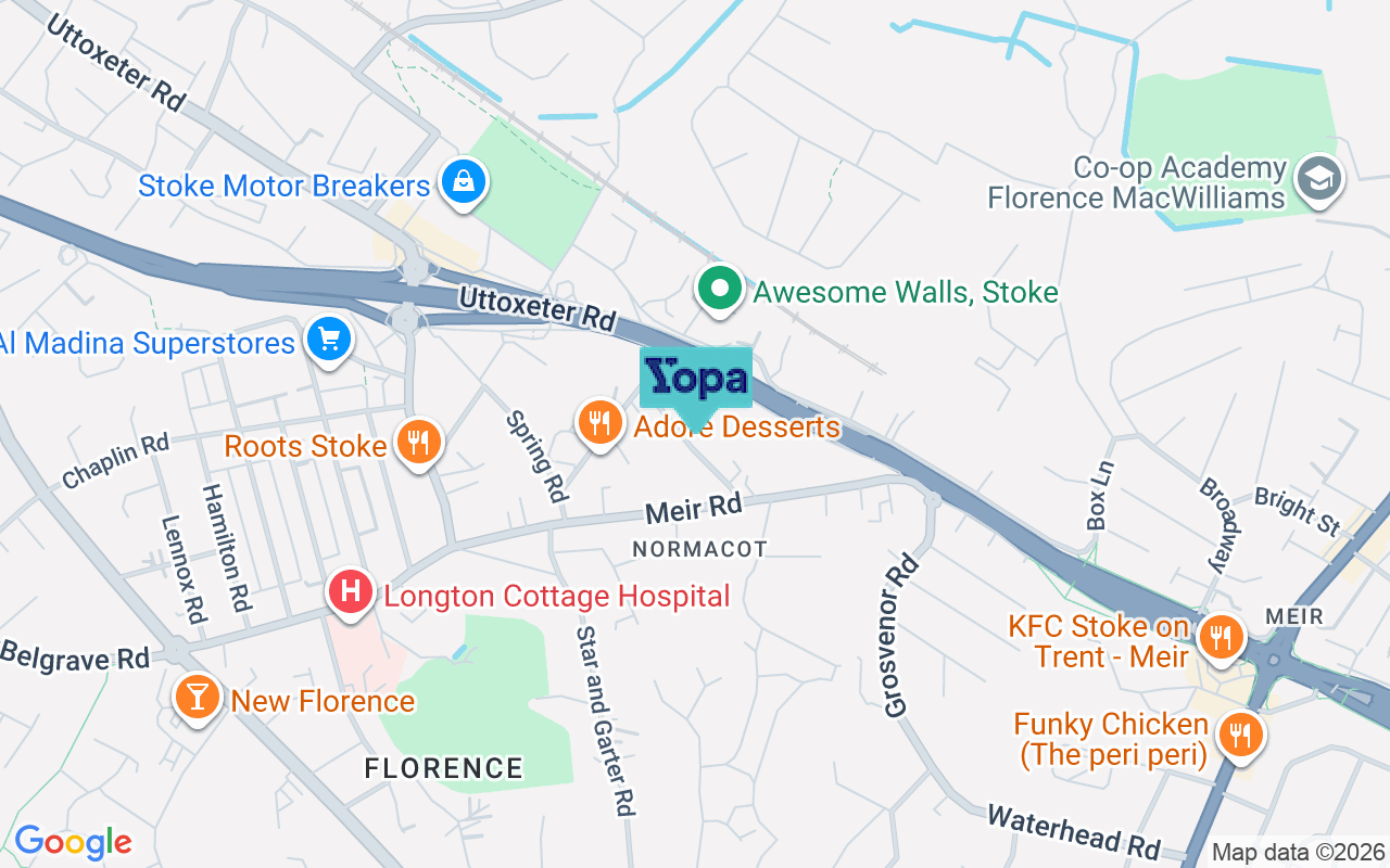 Map showing the location of ST3 4PS