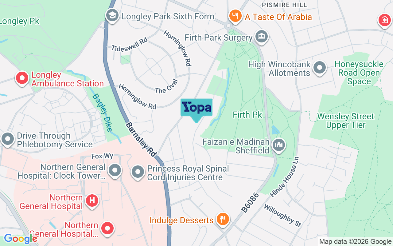 Map showing the location of S5 6WA