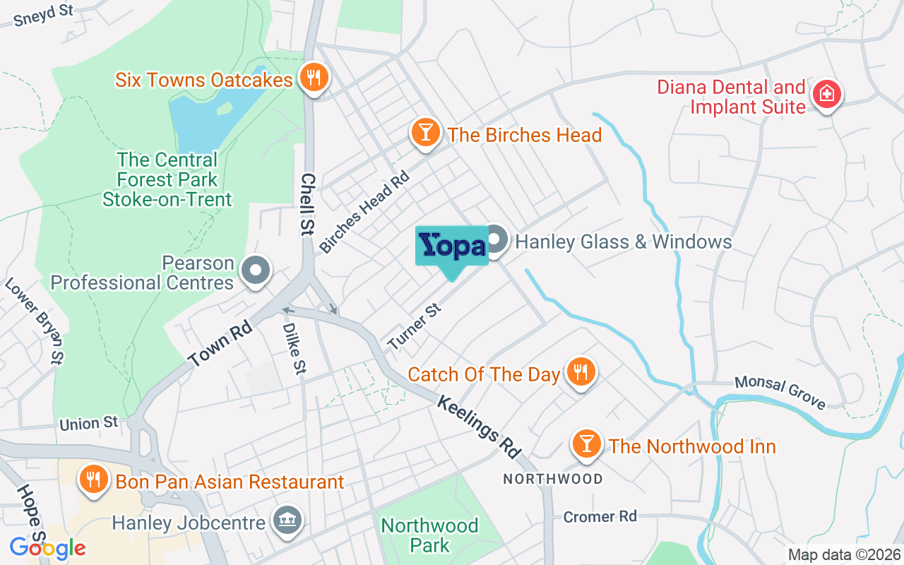 Map showing the location of ST1 2NF