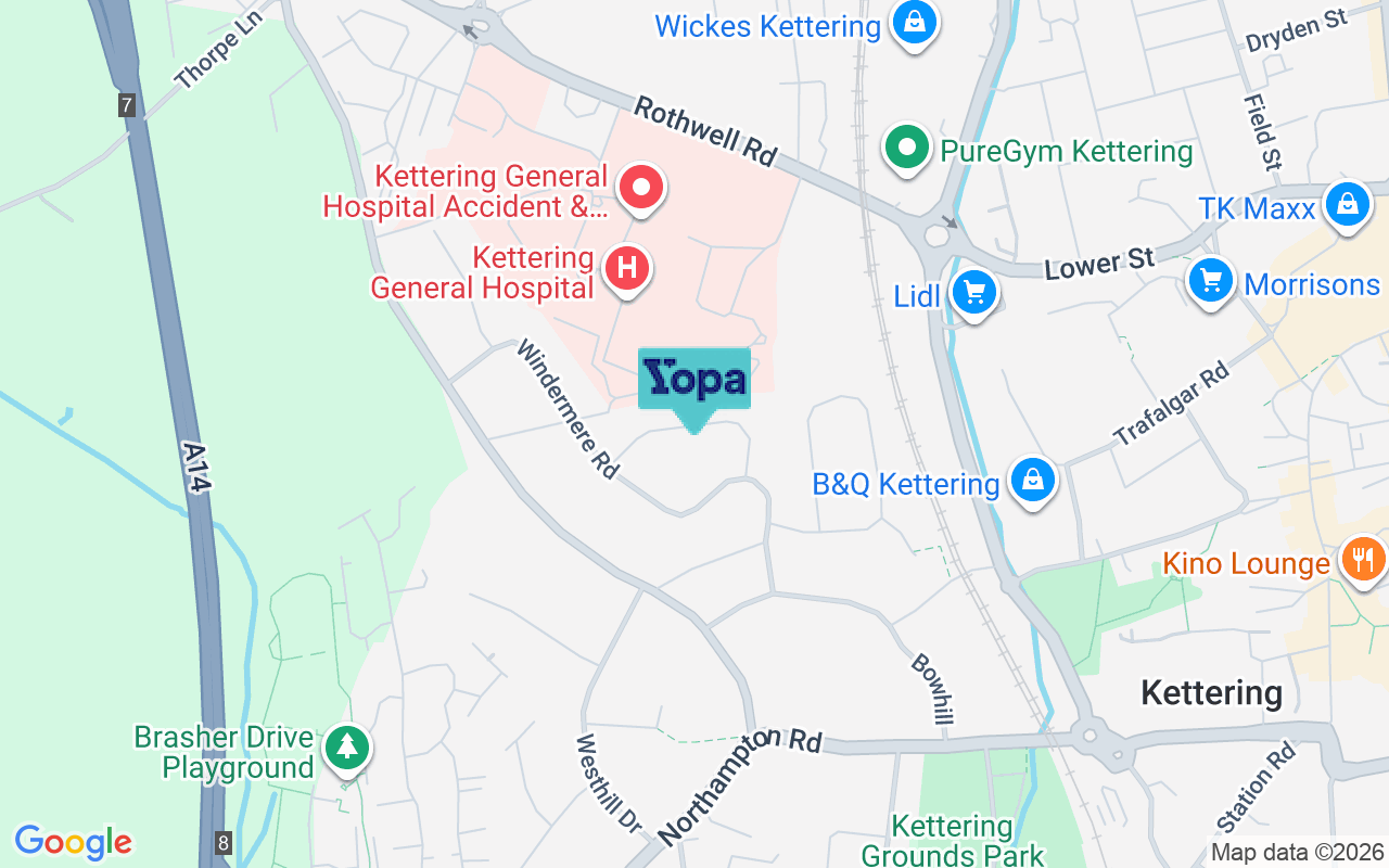 Map showing the location of NN16 8UL
