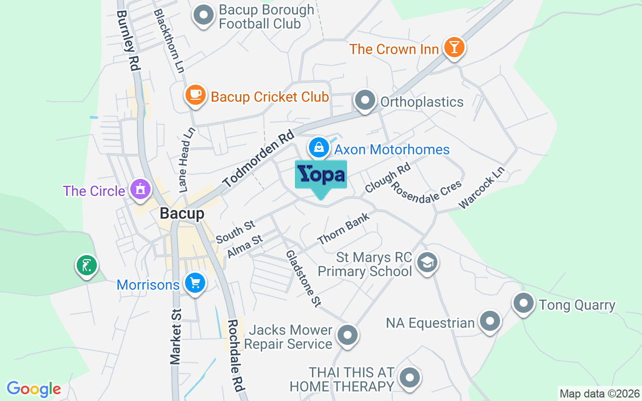 Map showing the location of OL13 9LY