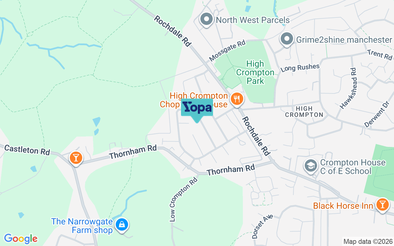 Map showing the location of OL2 7NB
