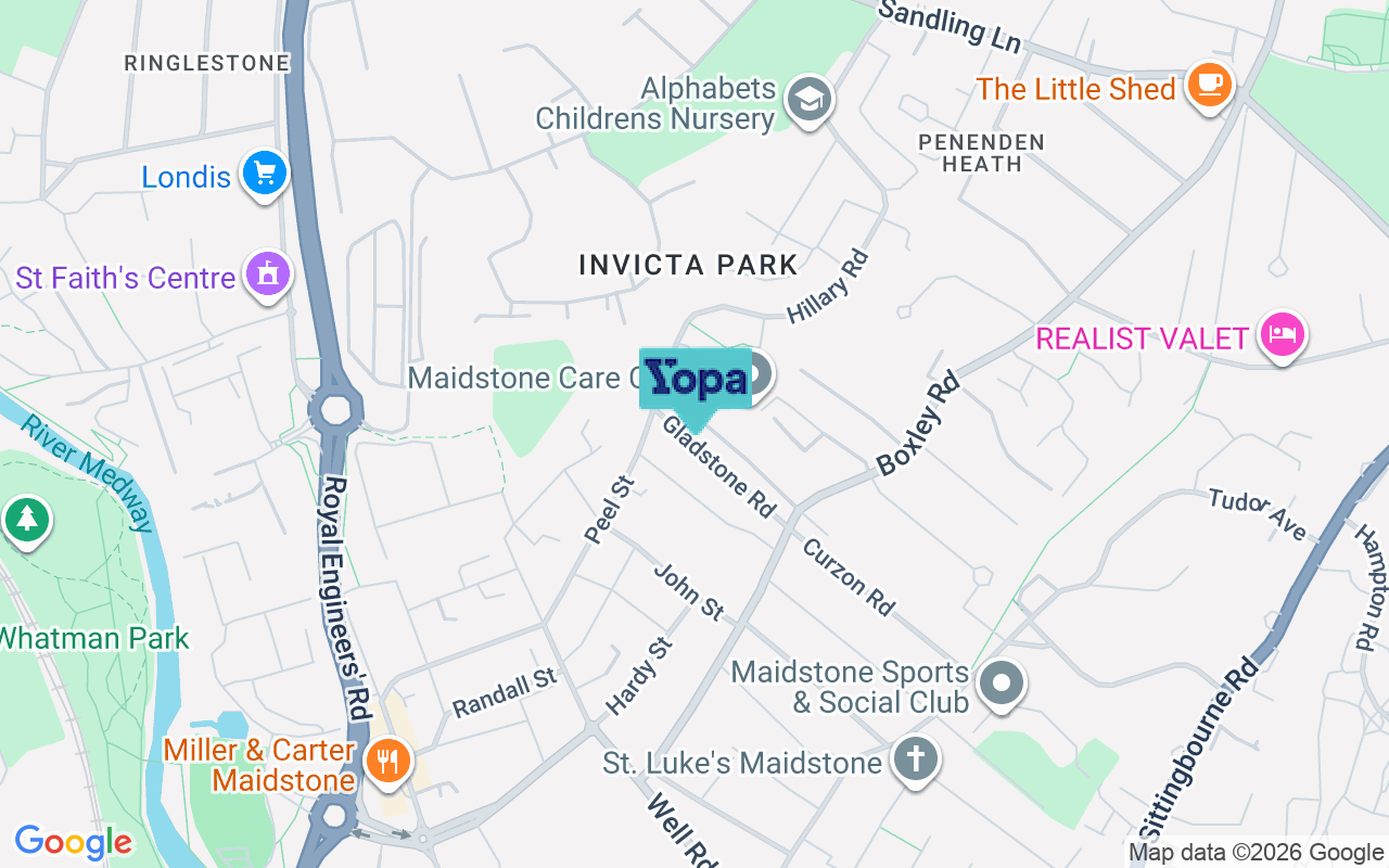 Map showing the location of ME14 2AU