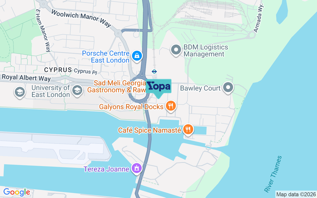 Map showing the location of E16 2AQ