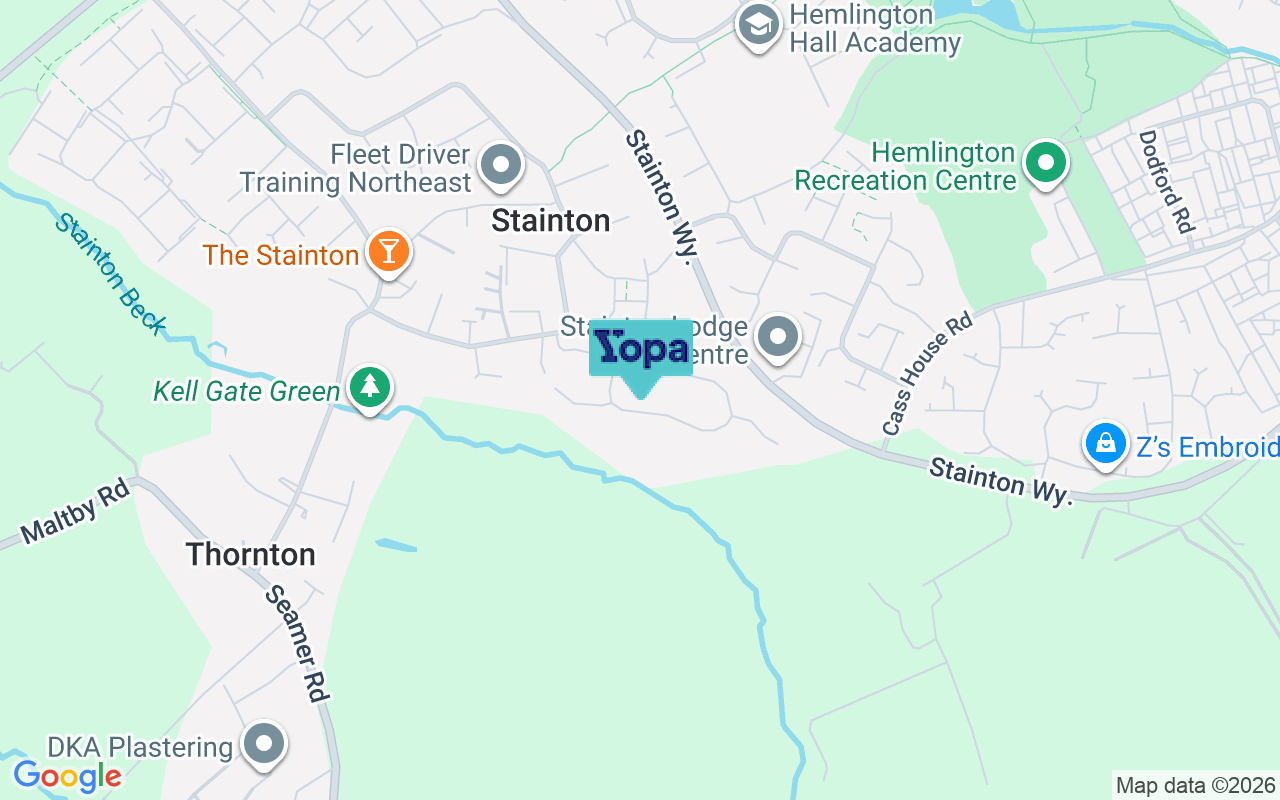 Map showing the location of TS8 9DL