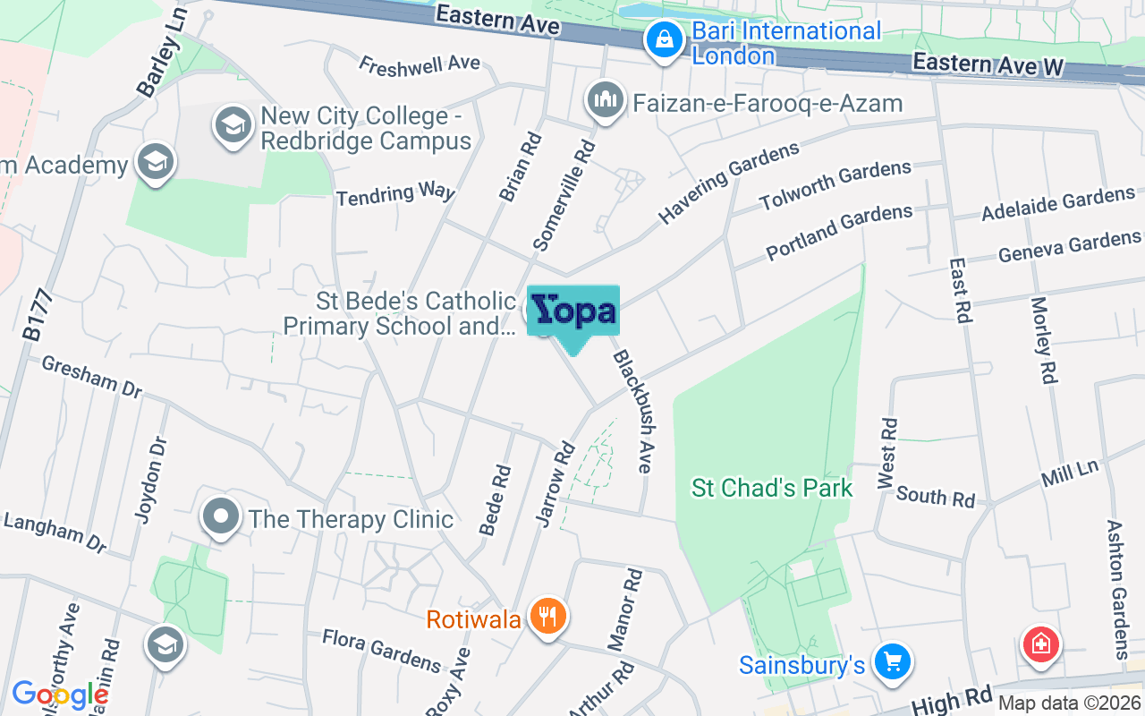 Map showing the location of RM6 5RR