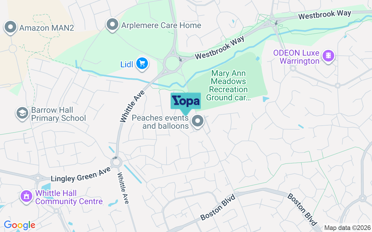 Map showing the location of WA5 3AU