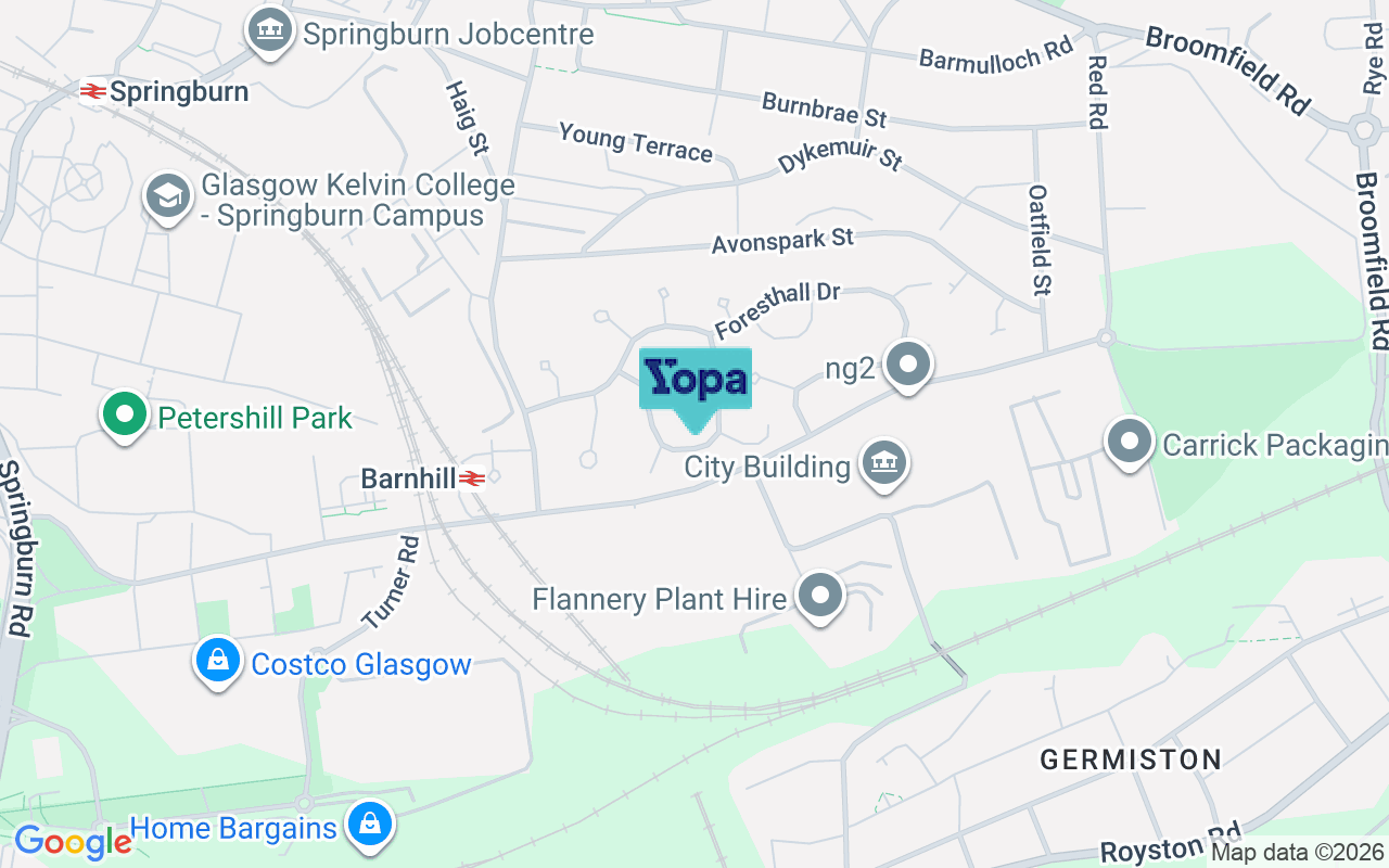 Map showing the location of G21 4EE