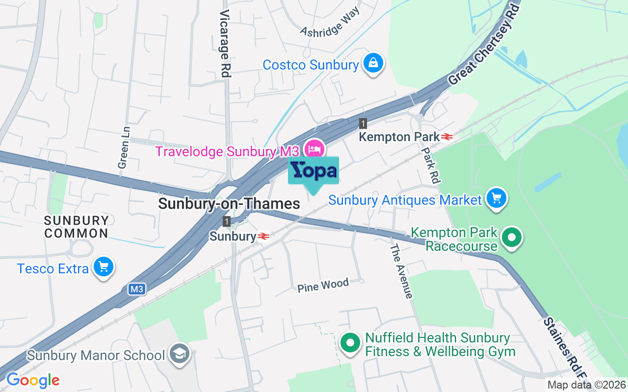 Map showing the location of TW16 5BE