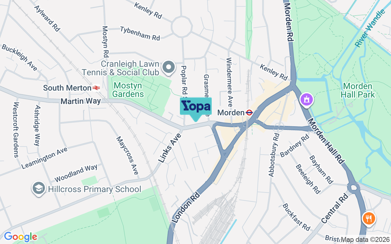 Map showing the location of SM4 5BU