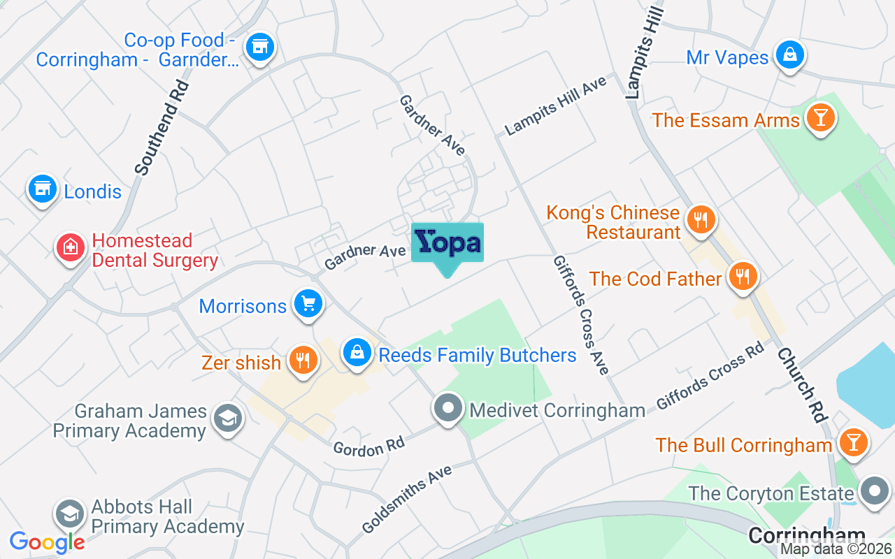 Map showing the location of SS17 7NG