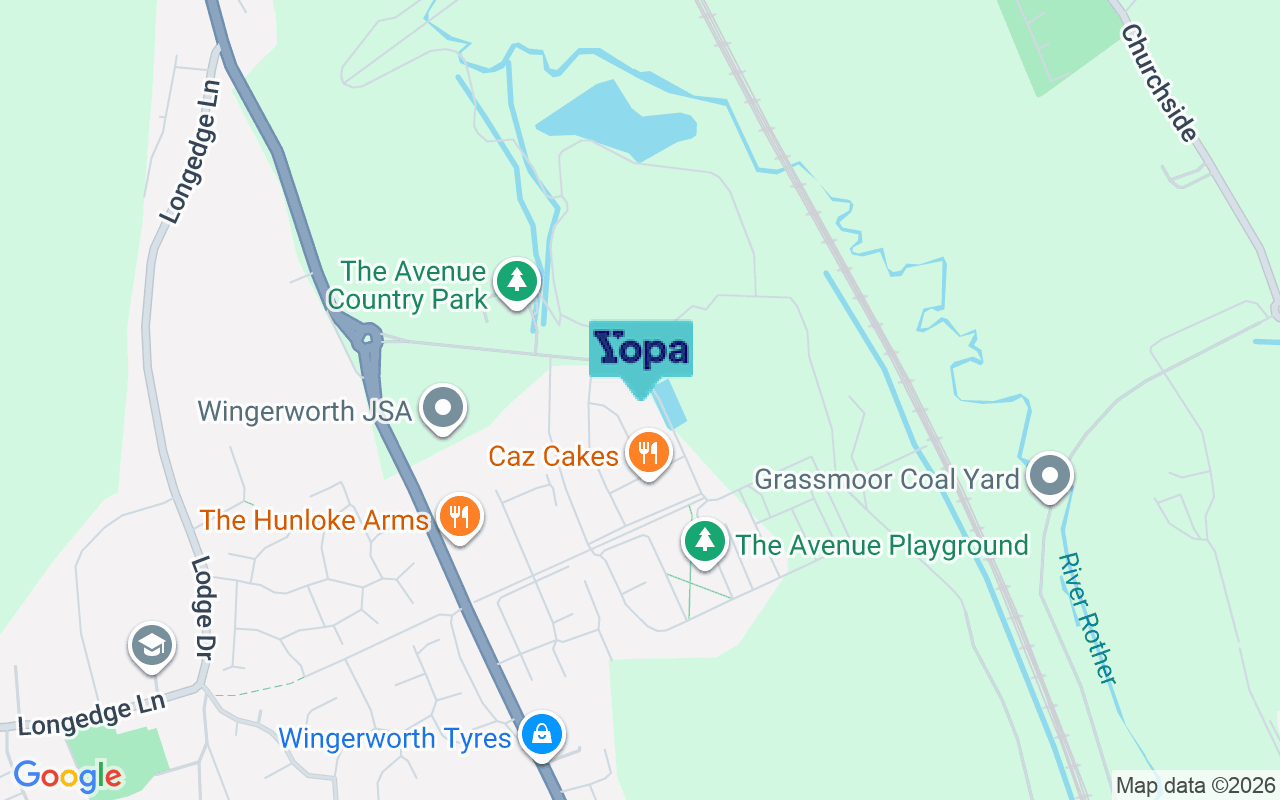 Map showing the location of S42 6FY