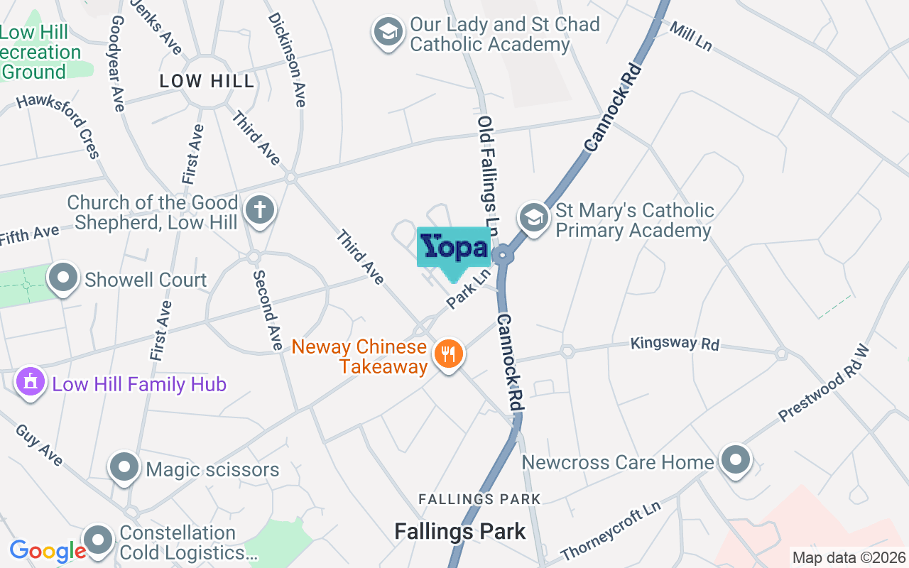 Map showing the location of WV10 9QN