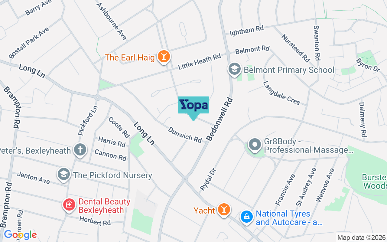 Map showing the location of DA7 5ET