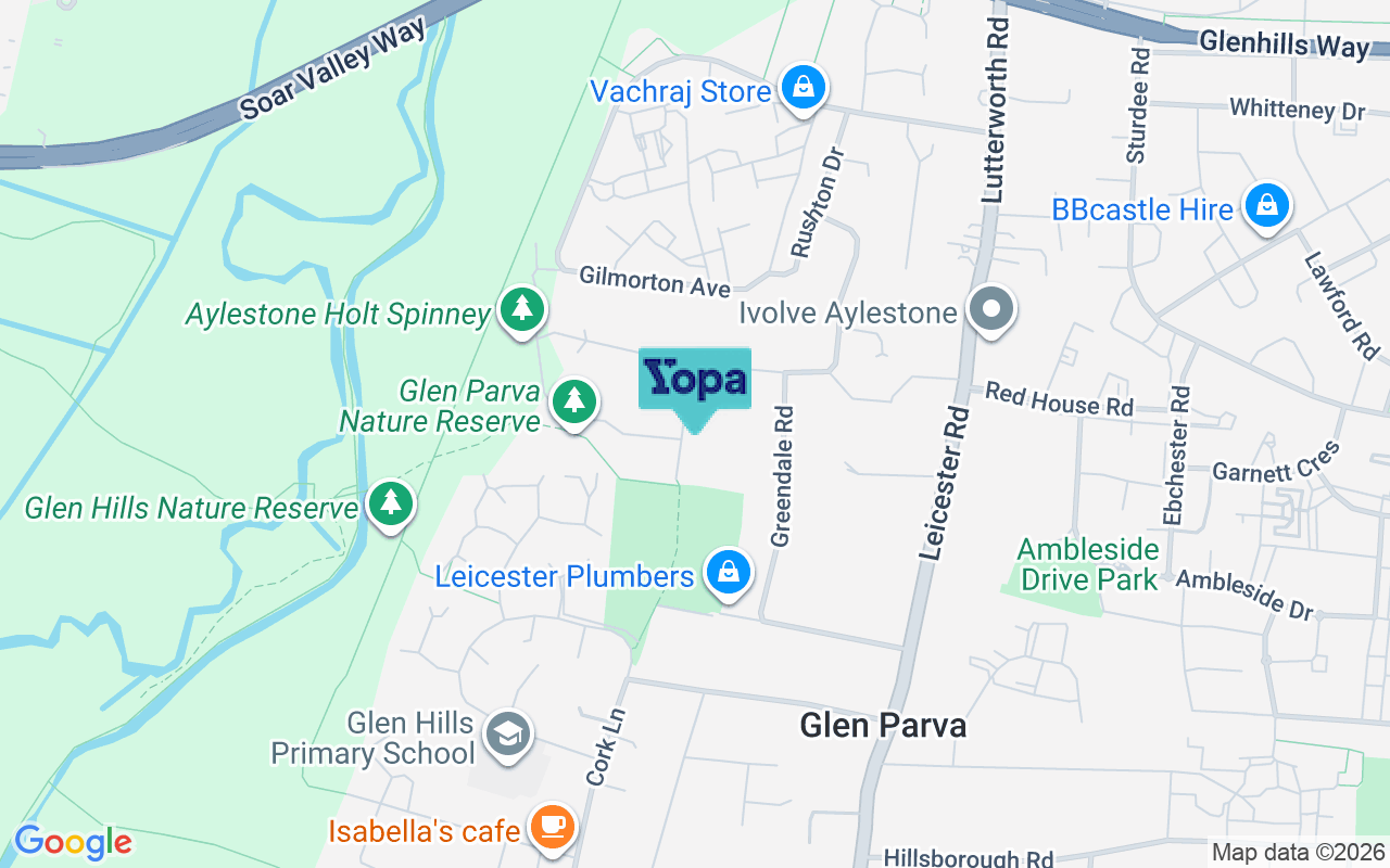 Map showing the location of LE2 9HA