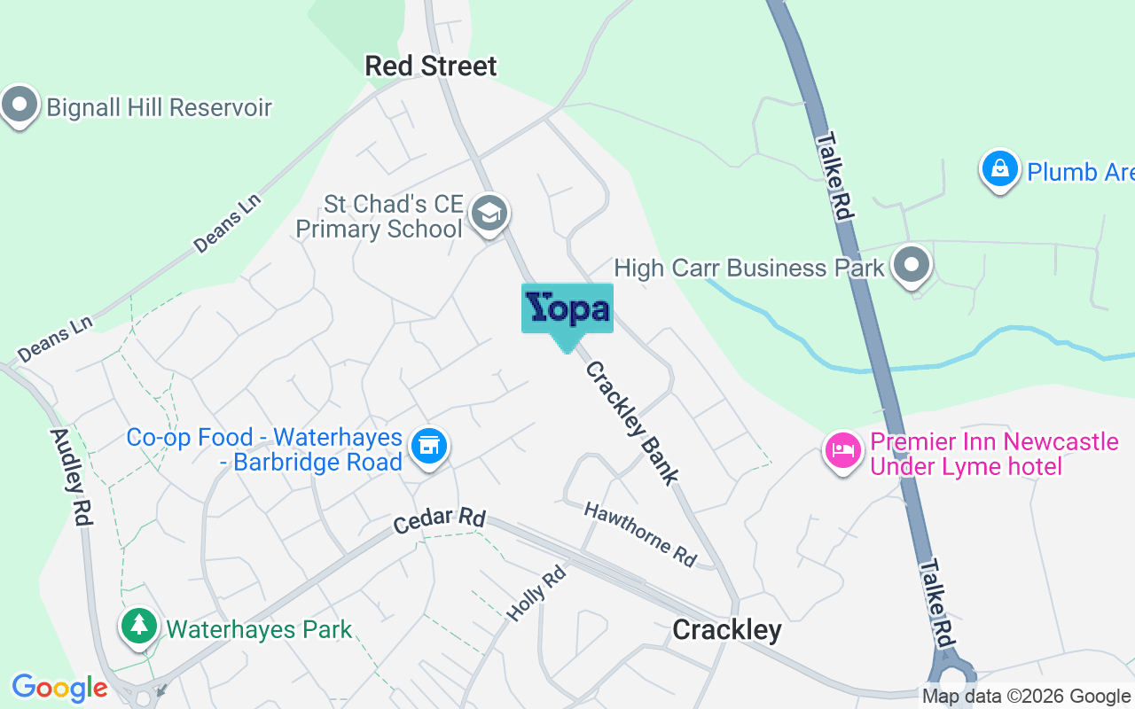 Map showing the location of ST5 7AB