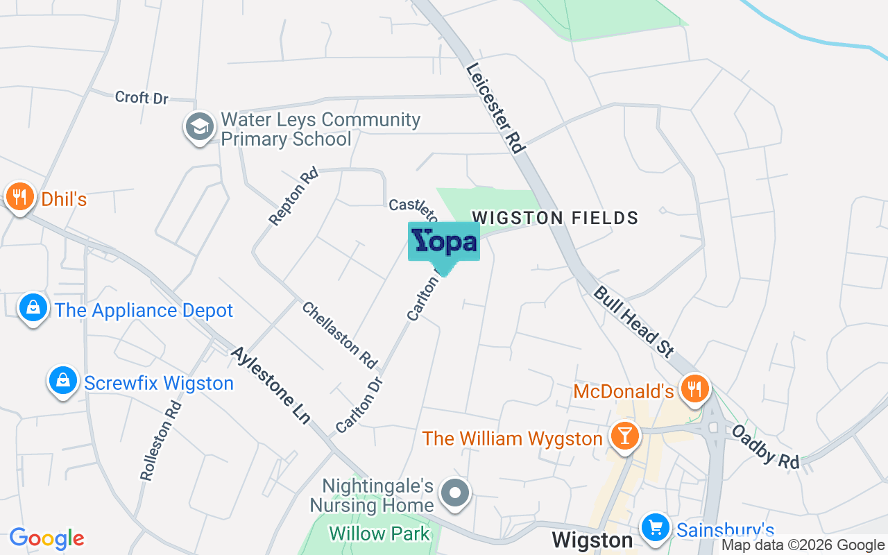 Map showing the location of LE18 1DF