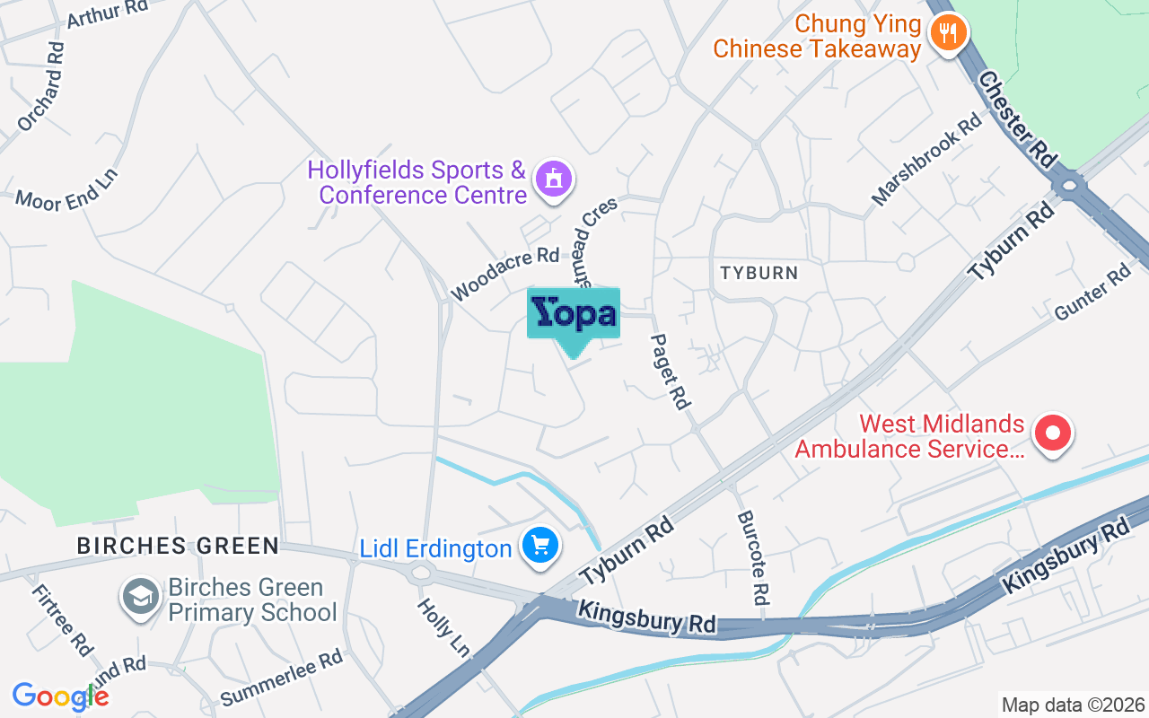 Map showing the location of B24 9LS