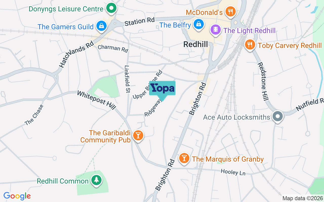 Map showing the location of RH1 6PQ