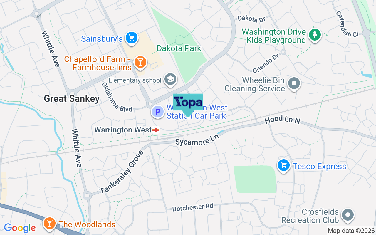 Map showing the location of WA5 3SF