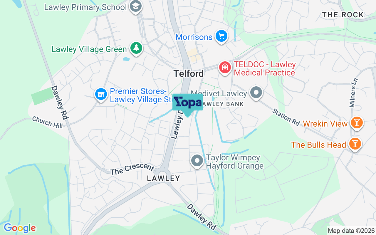 Map showing the location of TF4 2TJ