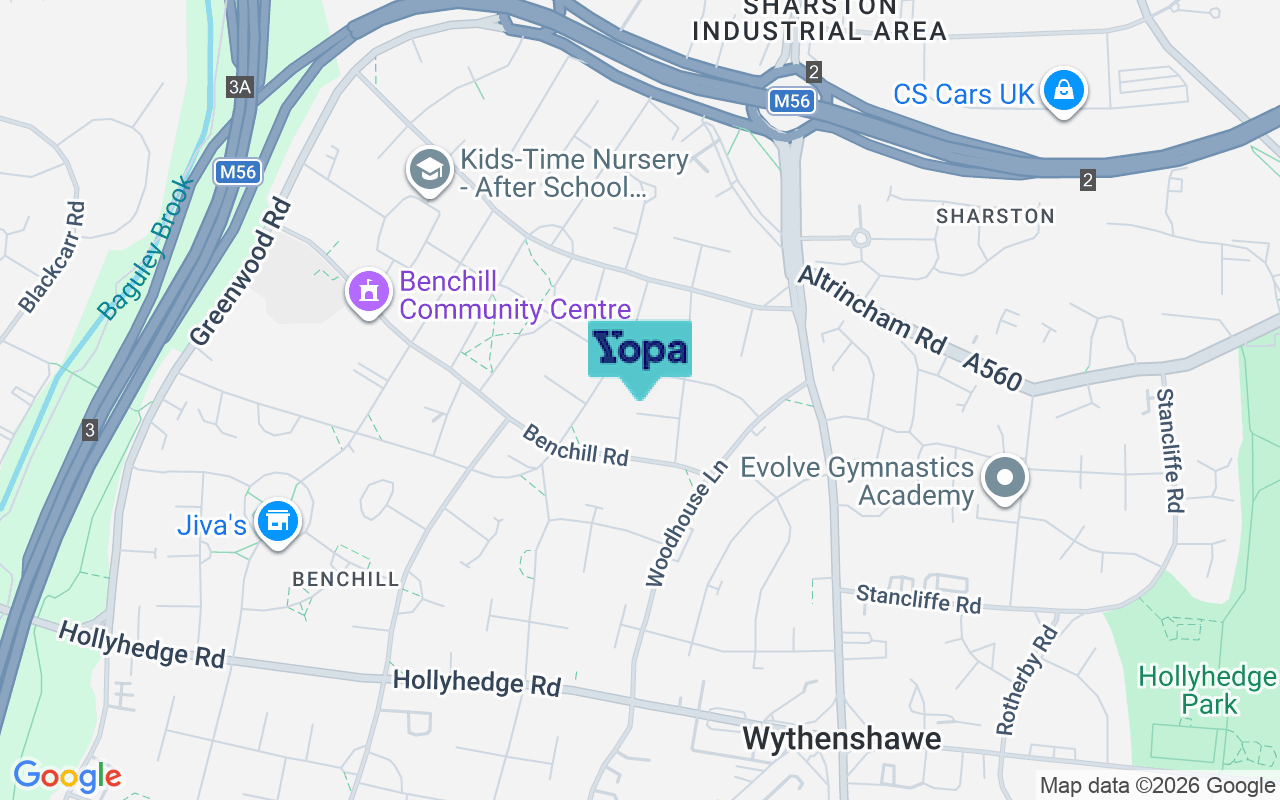 Map showing the location of M22 8LE