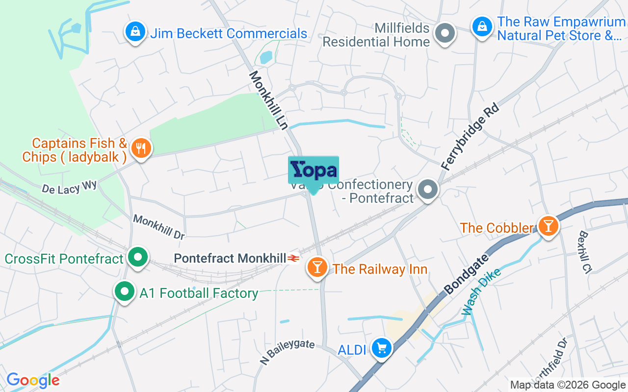 Map showing the location of WF8 1JD