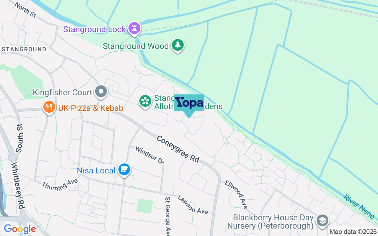 Map showing the location of PE2 8SW