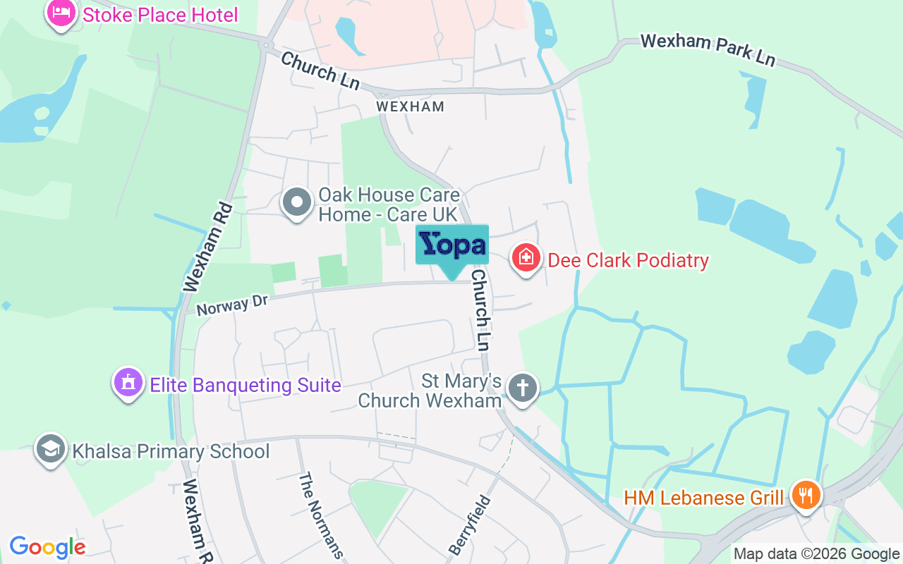 Map showing the location of SL2 5QW
