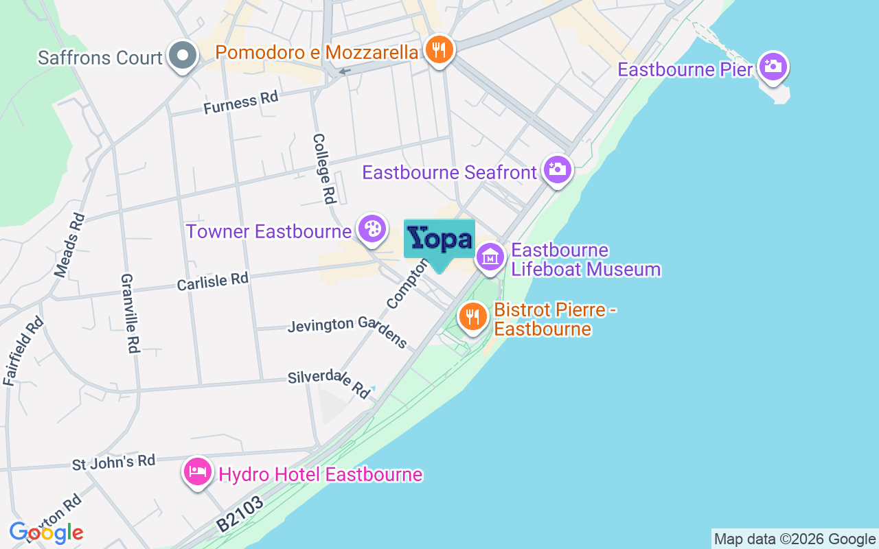 Map showing the location of BN21 4DX