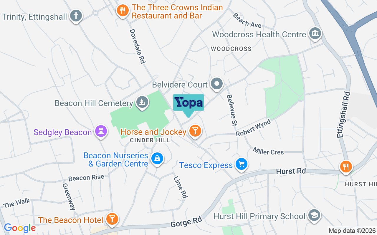 Map showing the location of WV14 9RP