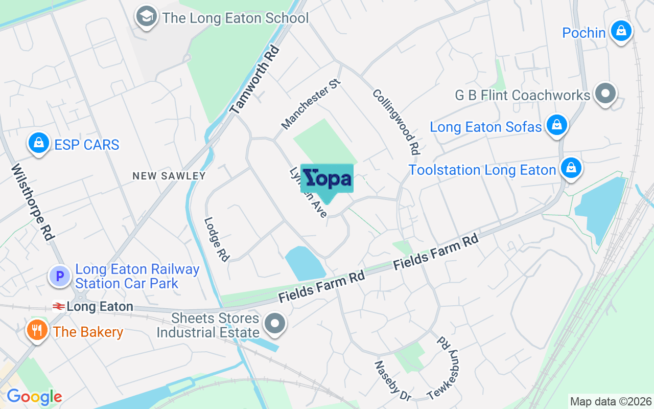 Map showing the location of NG10 1AB