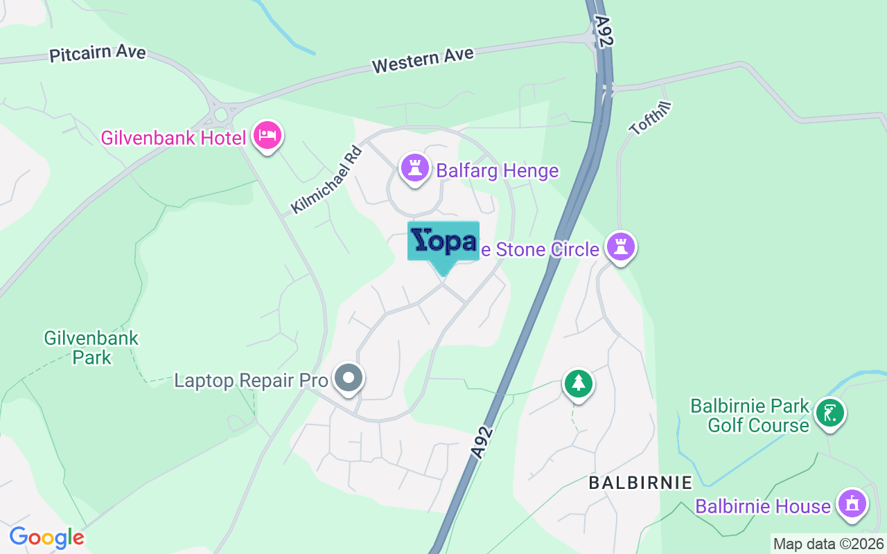 Map showing the location of KY7 6XN