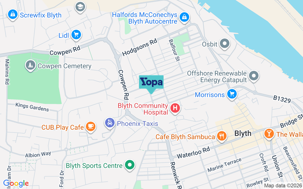 Map showing the location of NE24 1HY