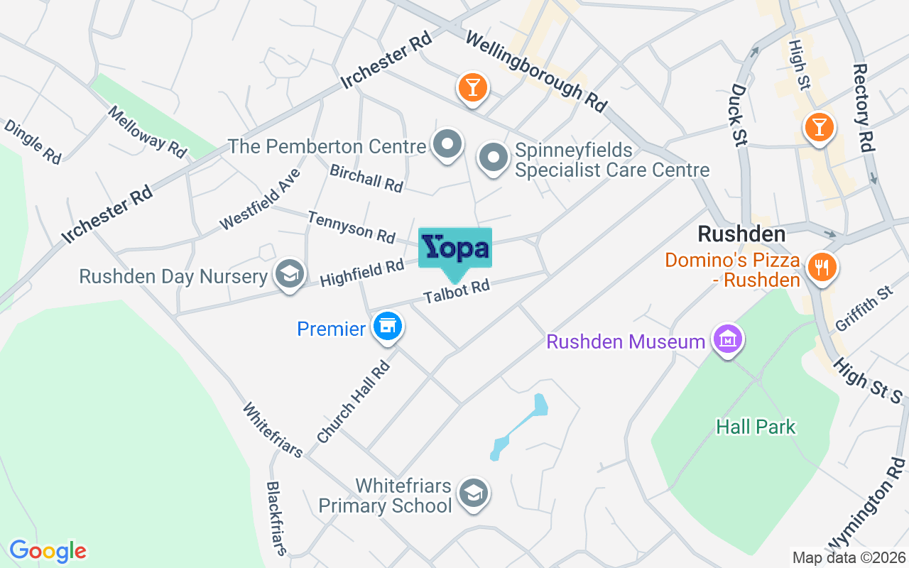 Map showing the location of NN10 9NS