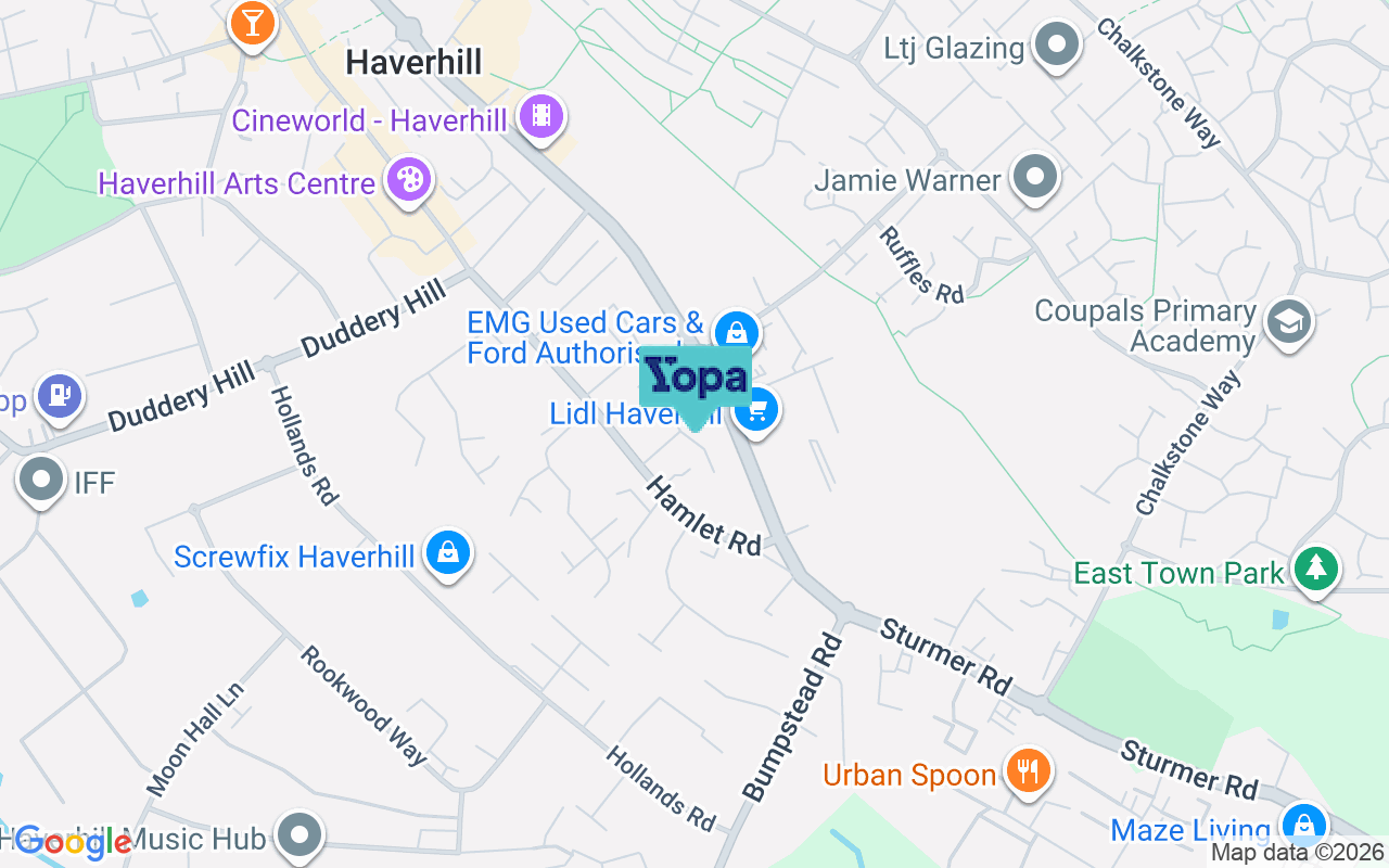 Map showing the location of CB9 8QN