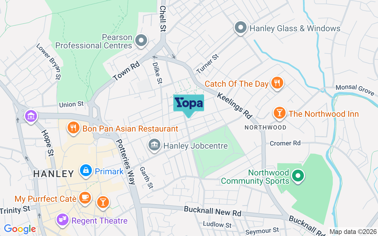 Map showing the location of ST1 2DY