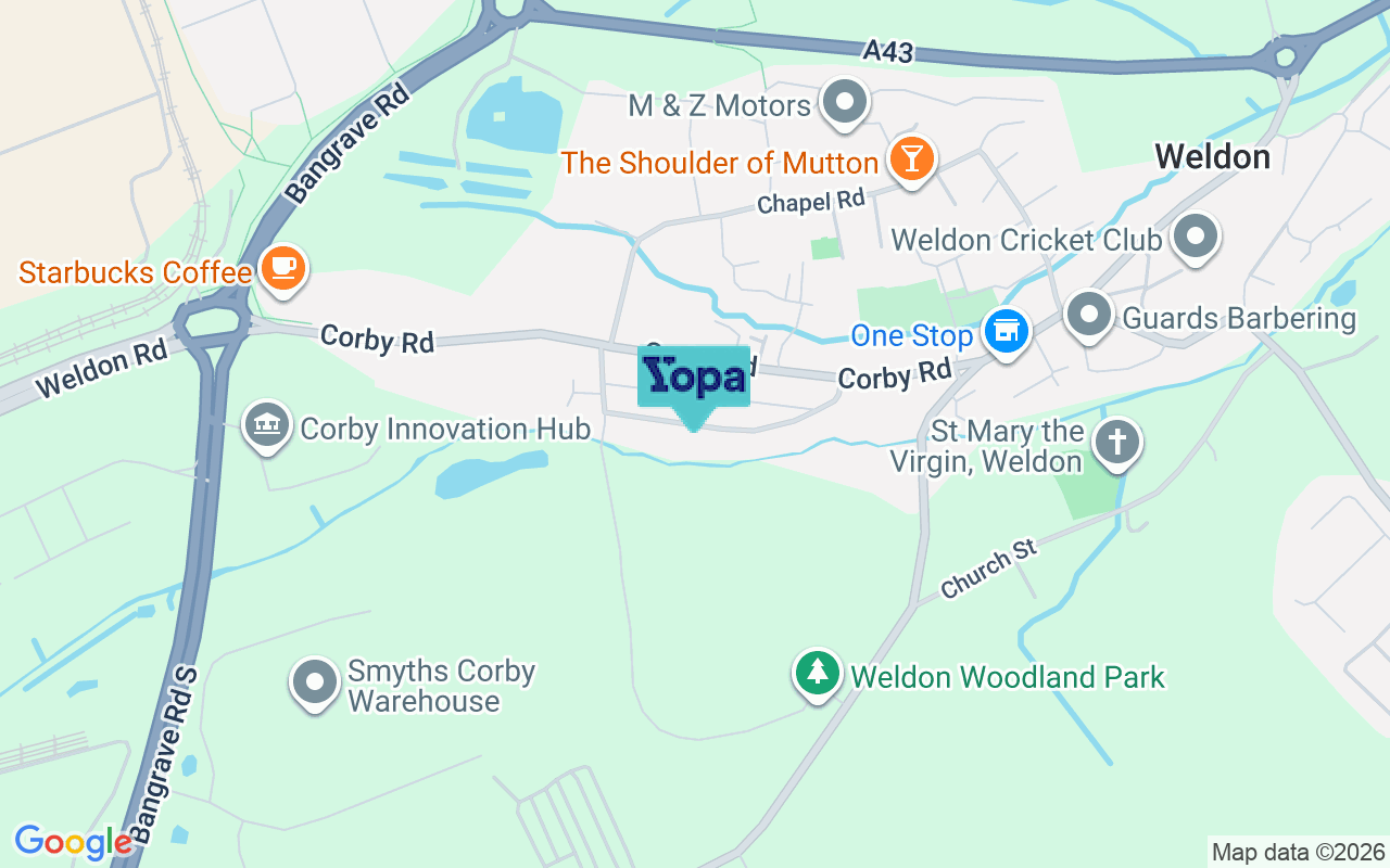 Map showing the location of NN17 3HF