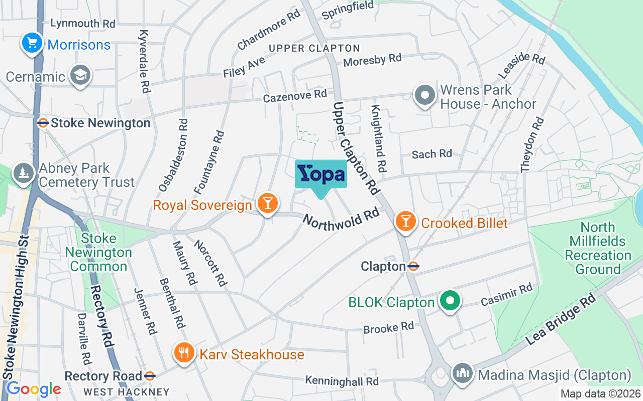 Map showing the location of E5 8SN