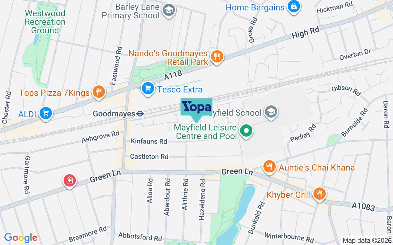Map showing the location of IG3 9QD