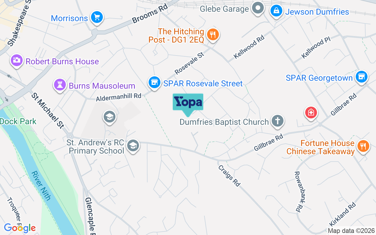Map showing the location of DG1 4HP