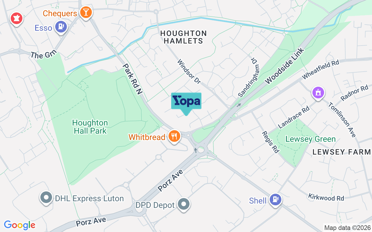Map showing the location of LU5 5UF