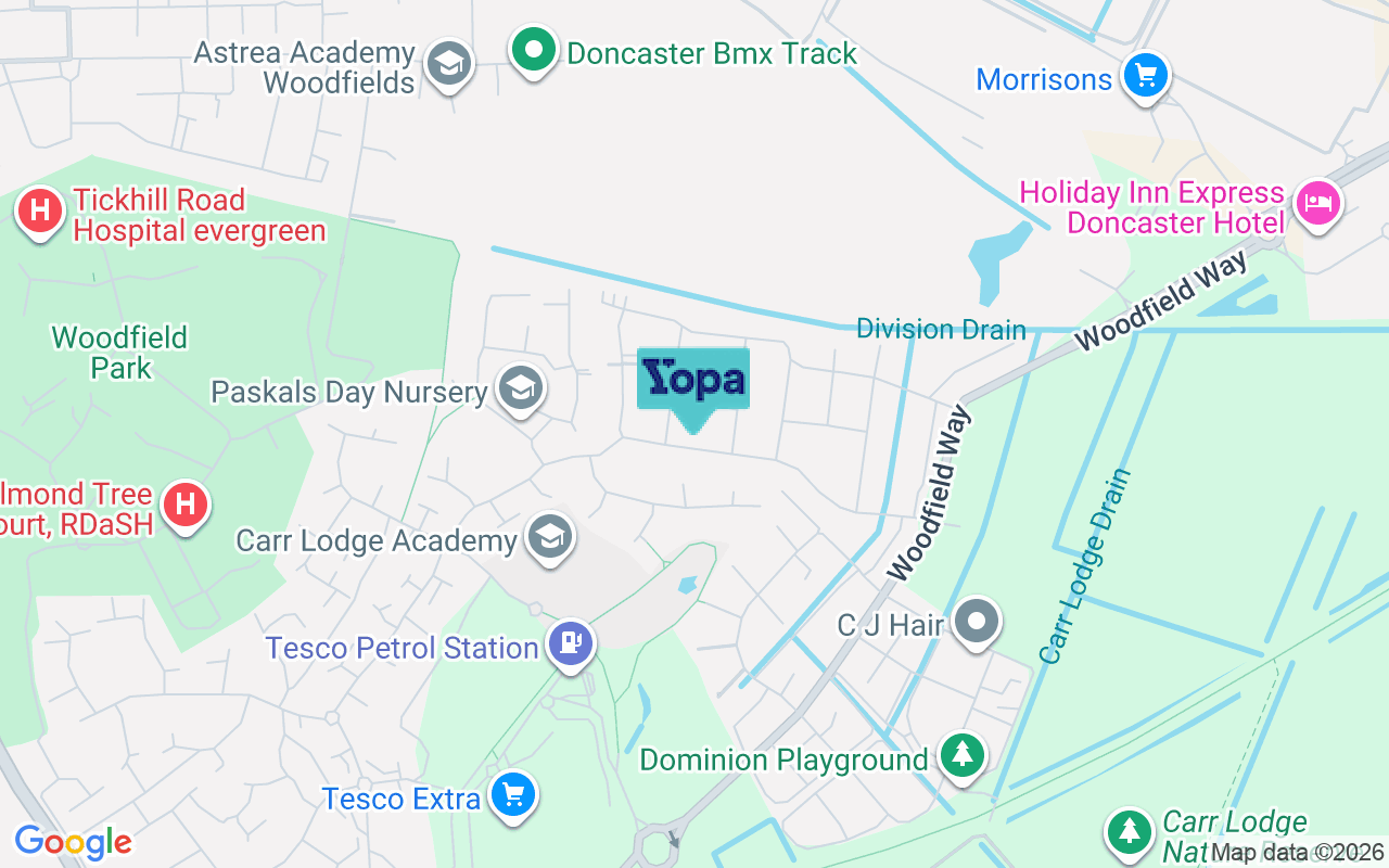 Map showing the location of DN4 8FN