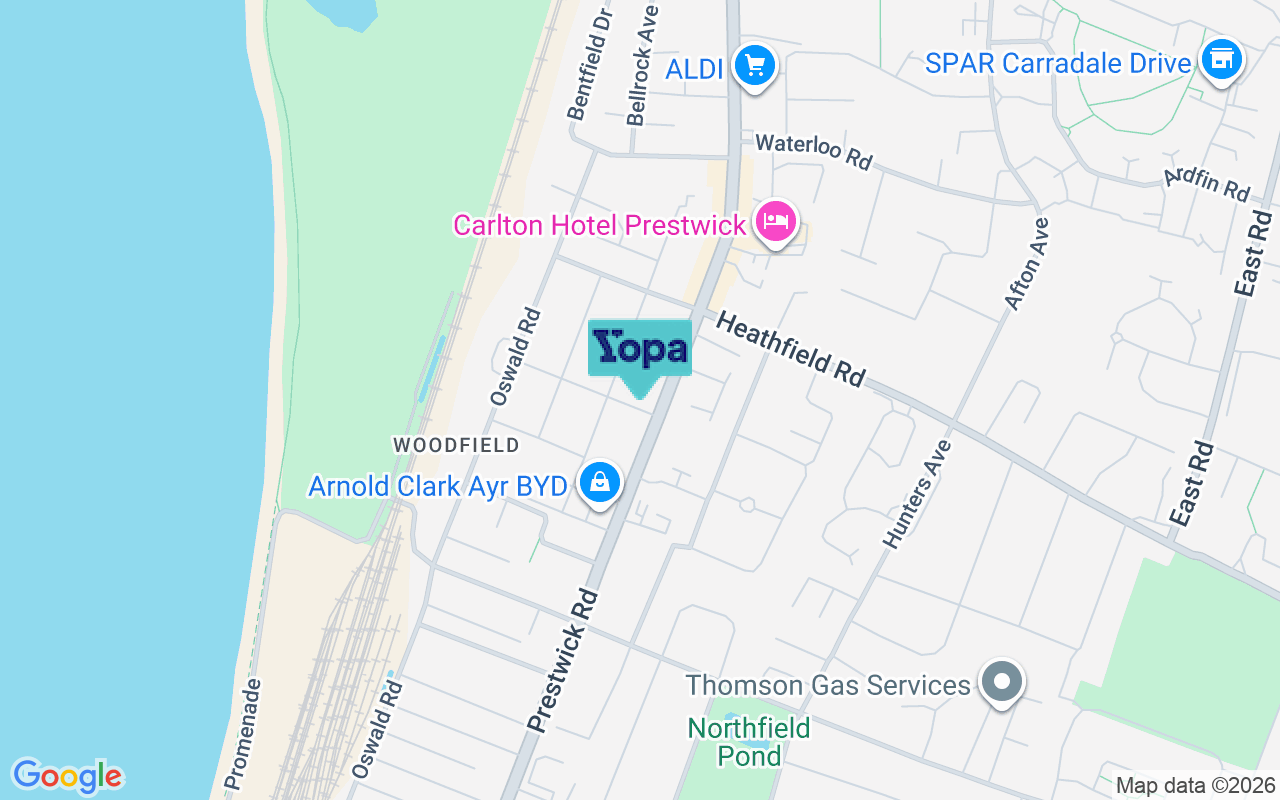 Map showing the location of KA8 8PG