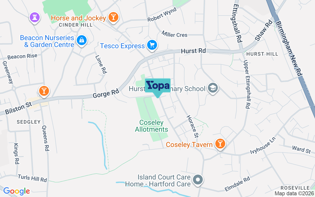 Map showing the location of WV14 9HB