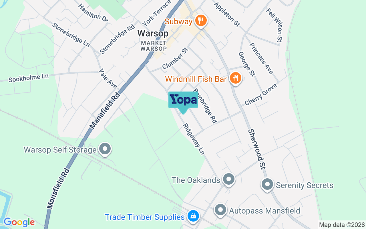 Map showing the location of NG20 0NP